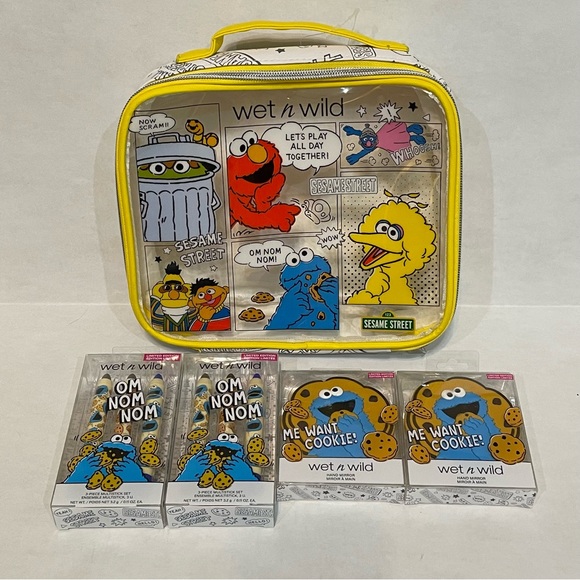 NEW Sesame Street Wet-N-Wild Makeup Lot x5 Pieces Bag Multistick Mirror NWT